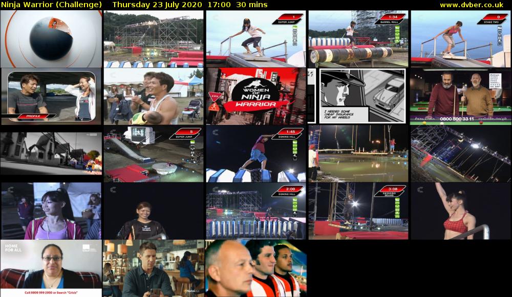 Ninja Warrior (Challenge) Thursday 23 July 2020 17:00 - 17:30