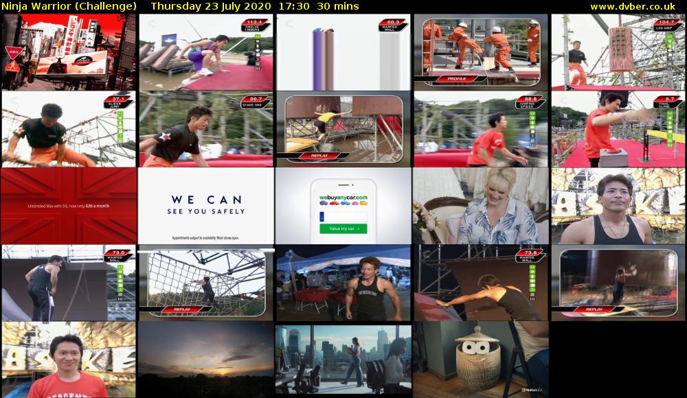 Ninja Warrior (Challenge) Thursday 23 July 2020 17:30 - 18:00