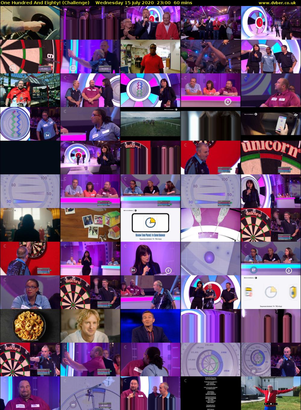 One Hundred And Eighty! (Challenge) Wednesday 15 July 2020 23:00 - 00:00