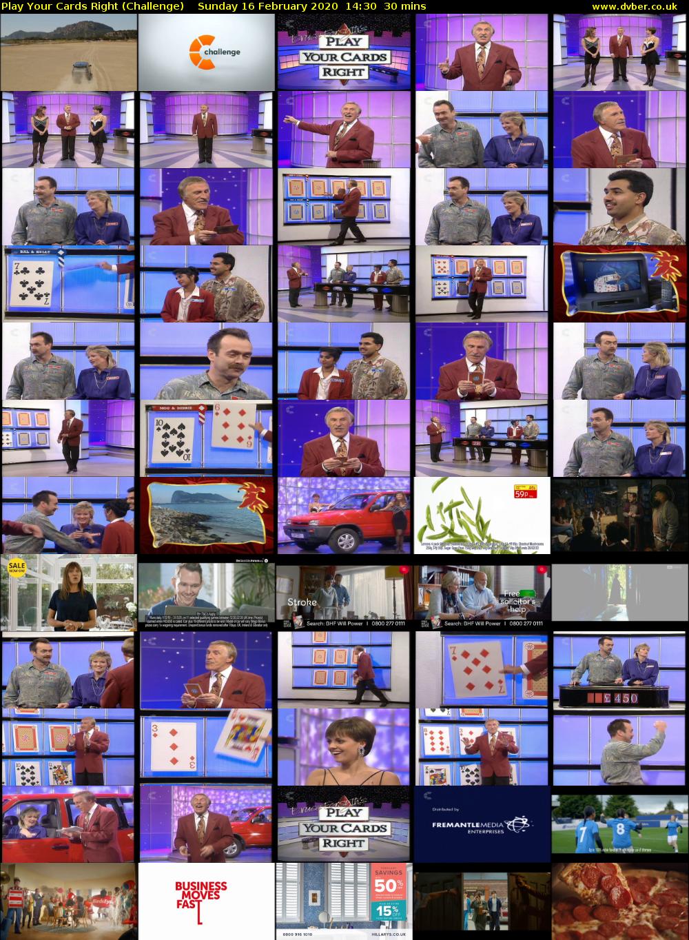 Play Your Cards Right (Challenge) Sunday 16 February 2020 14:30 - 15:00