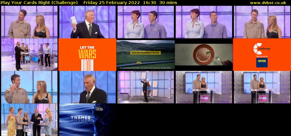 Play Your Cards Right (Challenge) Friday 25 February 2022 16:30 - 17:00