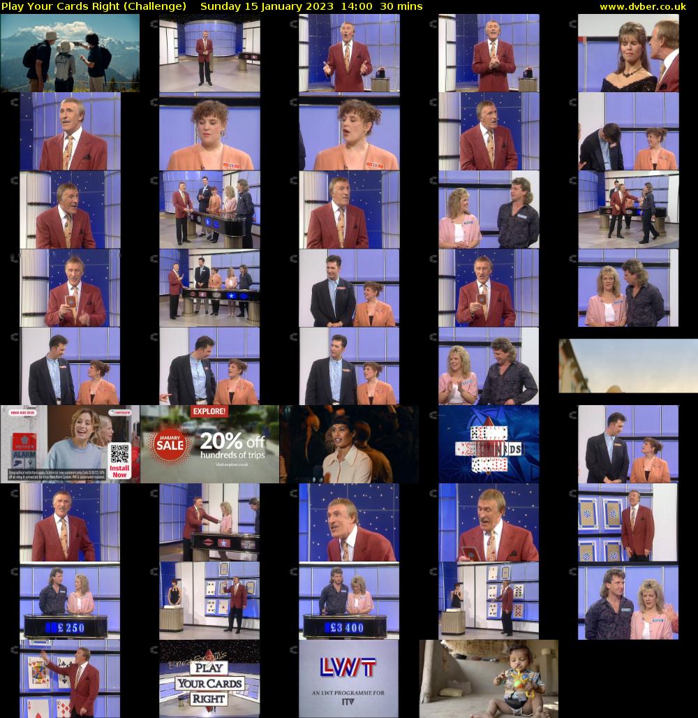 Play Your Cards Right (Challenge) Sunday 15 January 2023 14:00 - 14:30