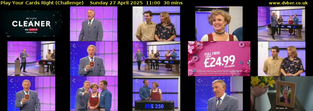 Play Your Cards Right (Challenge) Sunday 27 April 2025 11:00 - 11:30