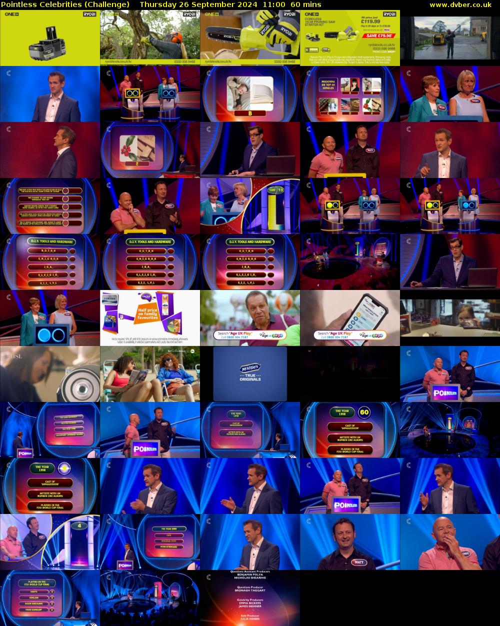Pointless Celebrities (Challenge) Thursday 26 September 2024 11:00 - 12:00