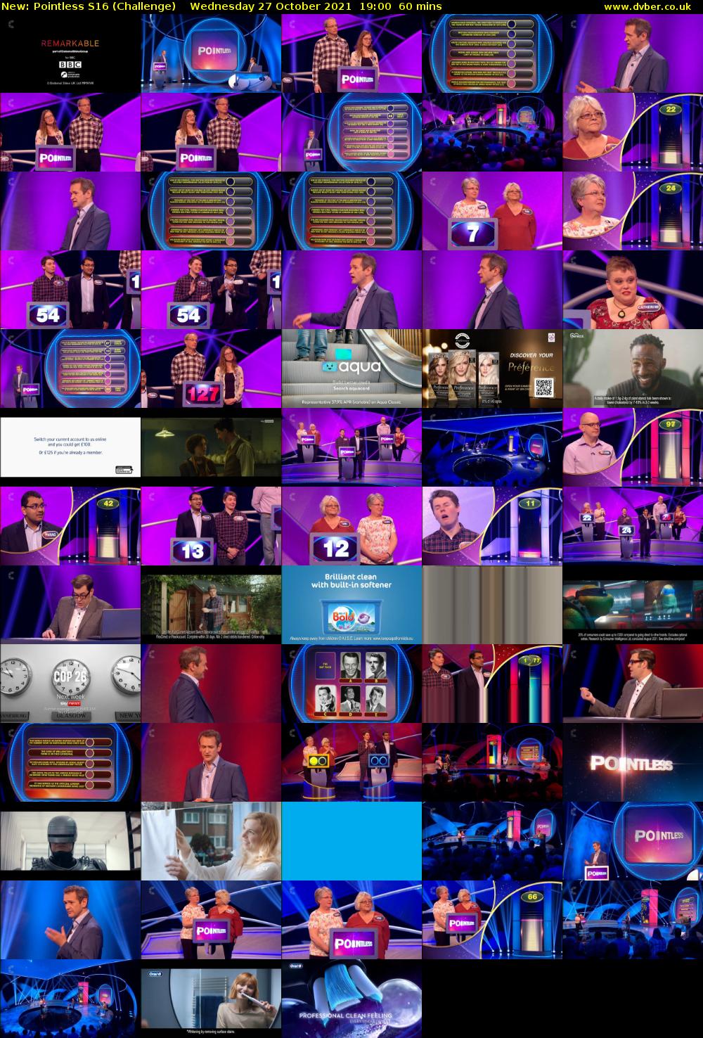 Pointless S16 (Challenge) Wednesday 27 October 2021 19:00 - 20:00