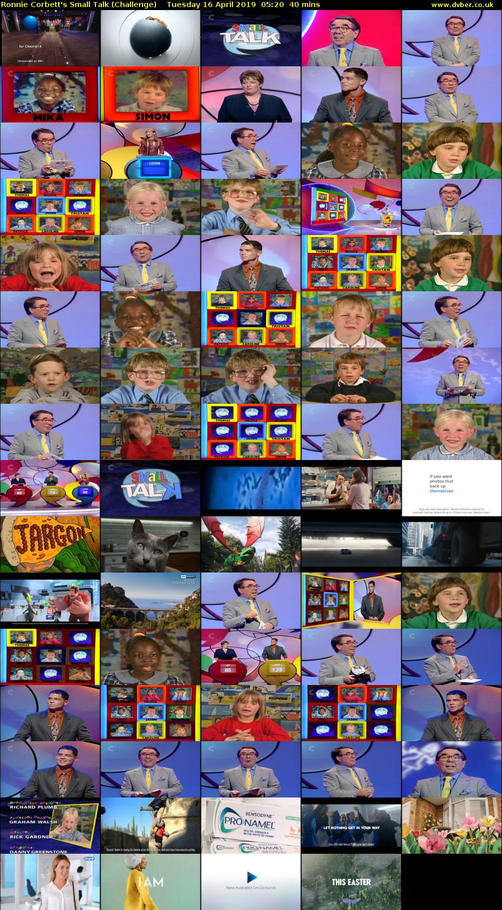 Ronnie Corbett's Small Talk (Challenge) Tuesday 16 April 2019 05:20 - 06:00