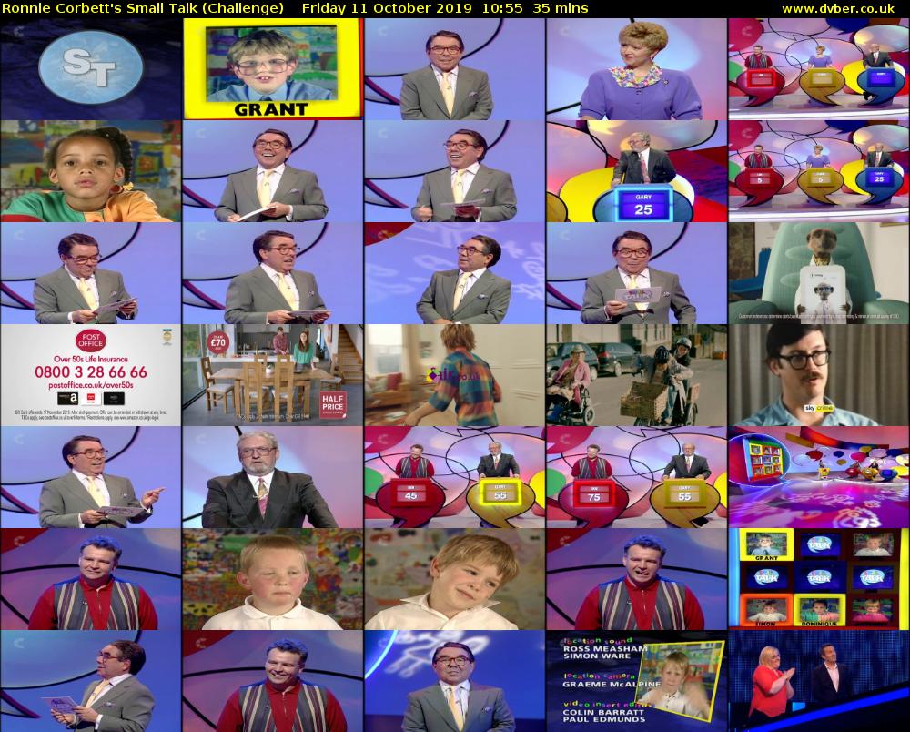 Ronnie Corbett's Small Talk (Challenge) Friday 11 October 2019 10:55 - 11:30