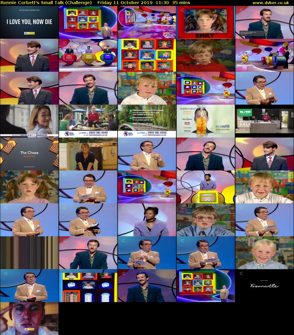 Ronnie Corbett's Small Talk (Challenge) Friday 11 October 2019 11:30 - 12:05