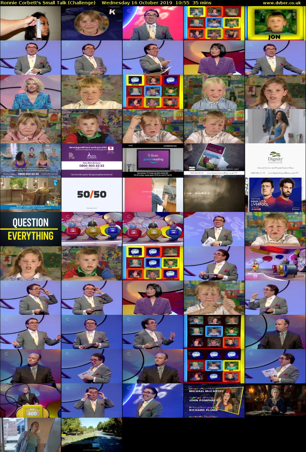 Ronnie Corbett's Small Talk (Challenge) Wednesday 16 October 2019 10:55 - 11:30