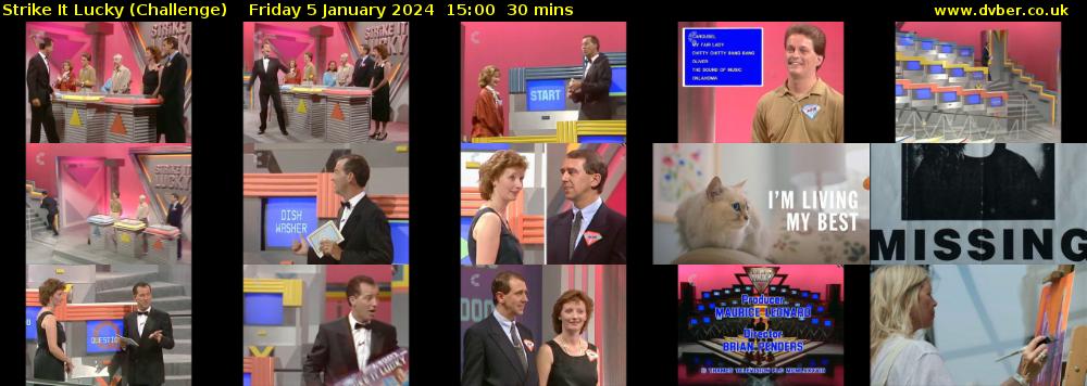 Strike It Lucky (Challenge) Friday 5 January 2024 15:00 - 15:30