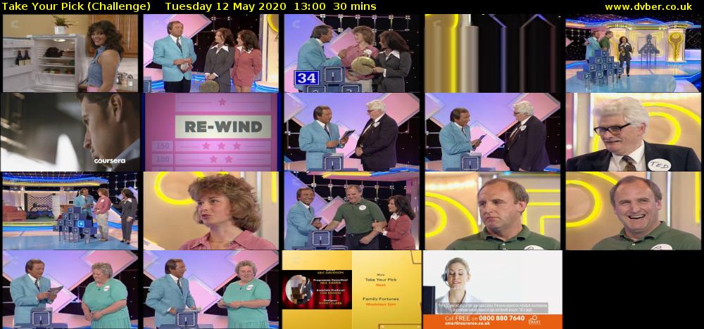 Take Your Pick (Challenge) Tuesday 12 May 2020 13:00 - 13:30