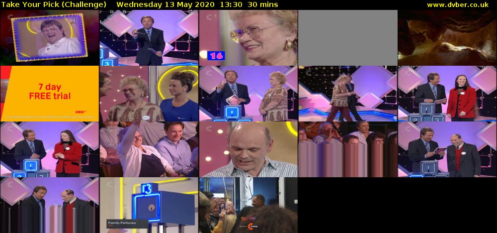 Take Your Pick (Challenge) Wednesday 13 May 2020 13:30 - 14:00
