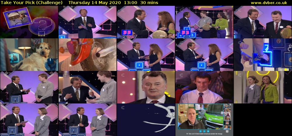 Take Your Pick (Challenge) Thursday 14 May 2020 13:00 - 13:30