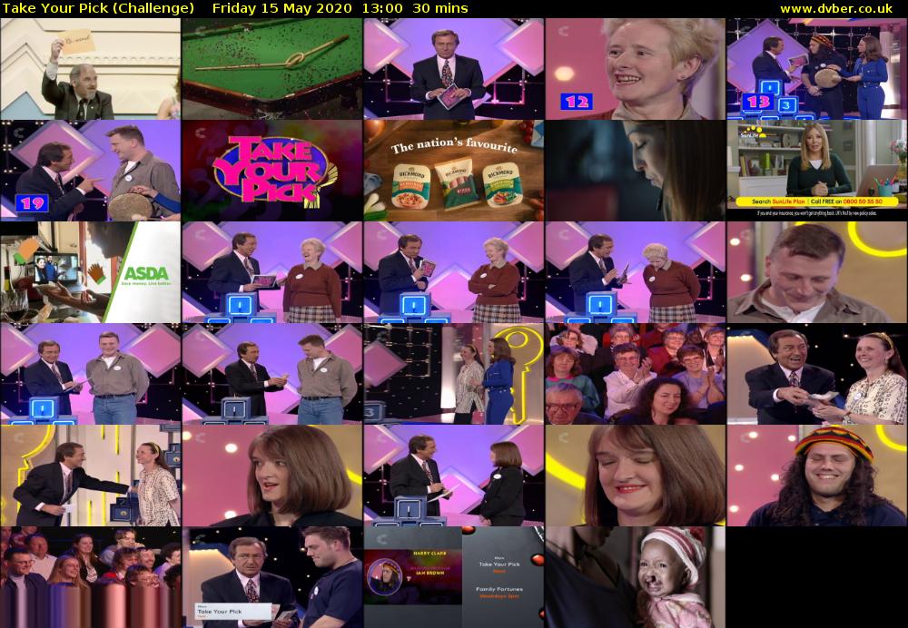 Take Your Pick (Challenge) Friday 15 May 2020 13:00 - 13:30