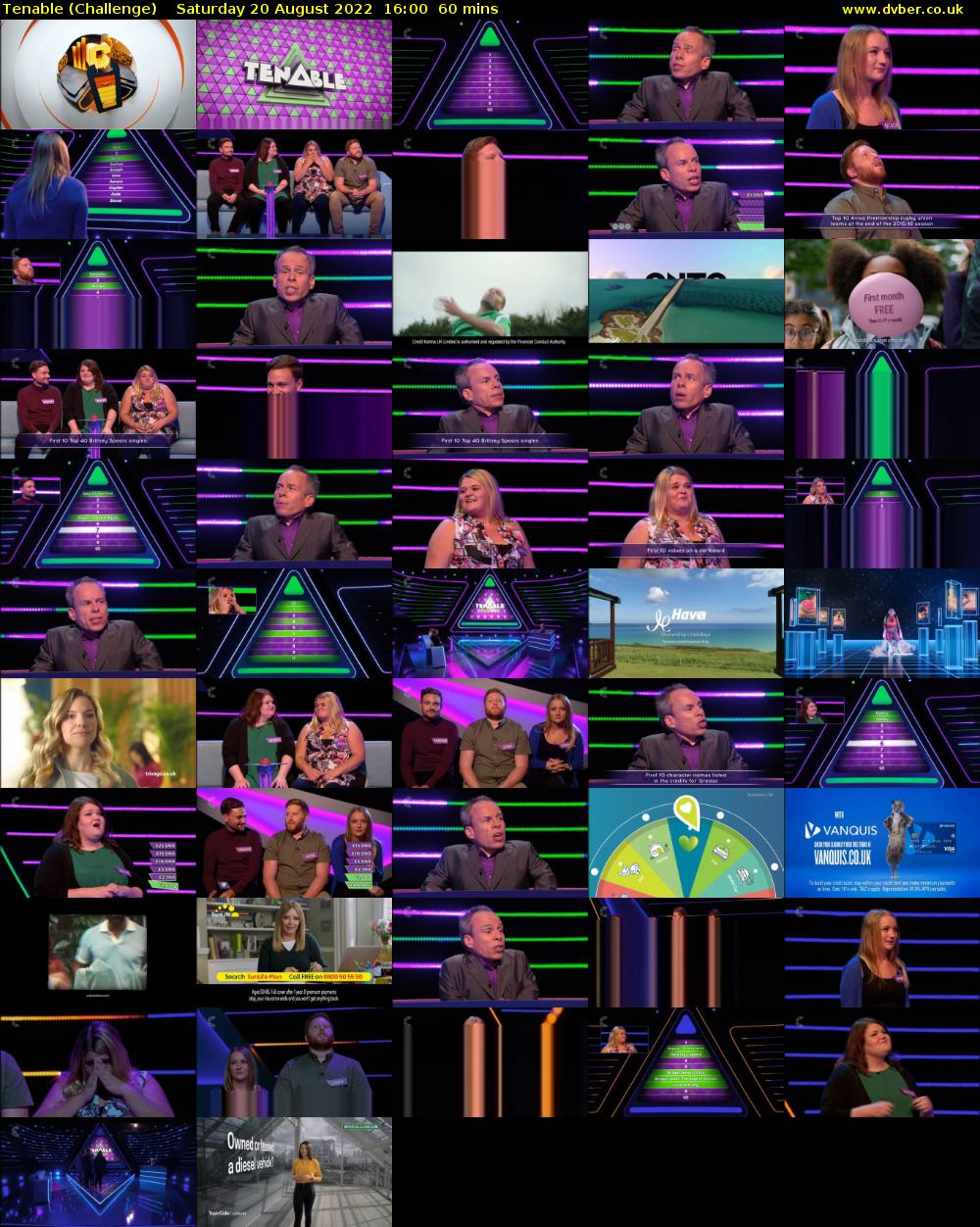 Tenable (Challenge) Saturday 20 August 2022 16:00 - 17:00