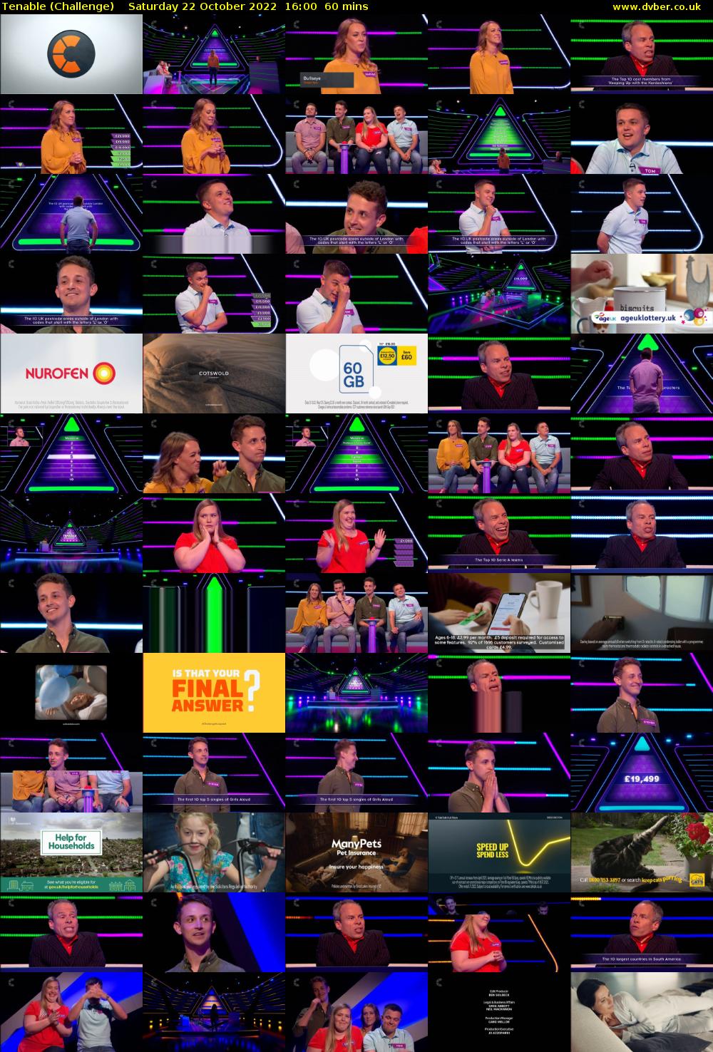 Tenable (Challenge) Saturday 22 October 2022 16:00 - 17:00