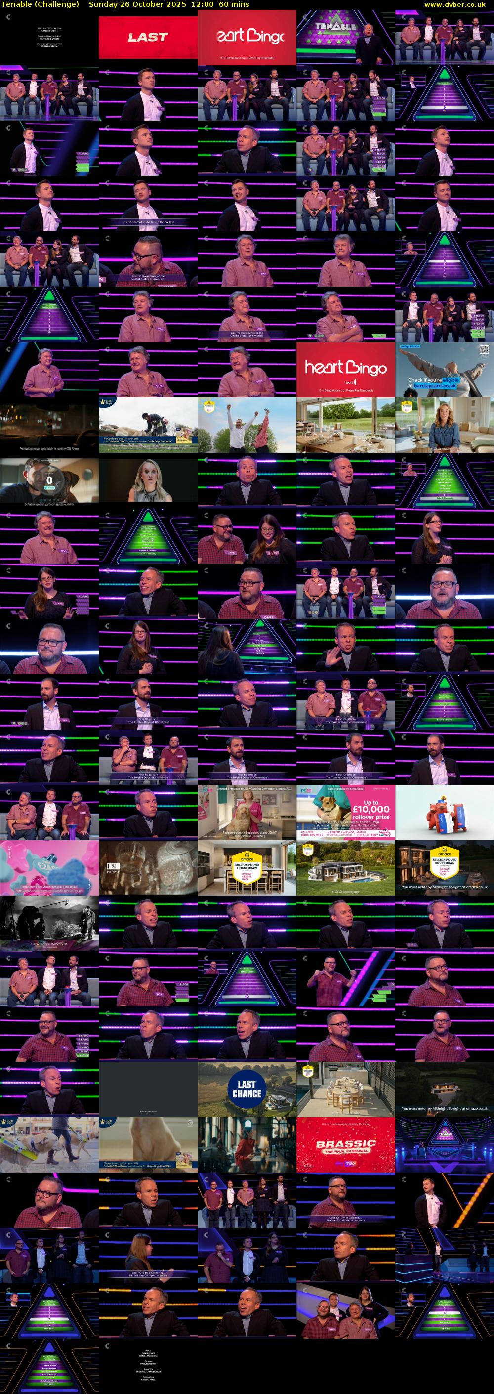 Tenable (Challenge) Sunday 26 October 2025 12:00 - 13:00