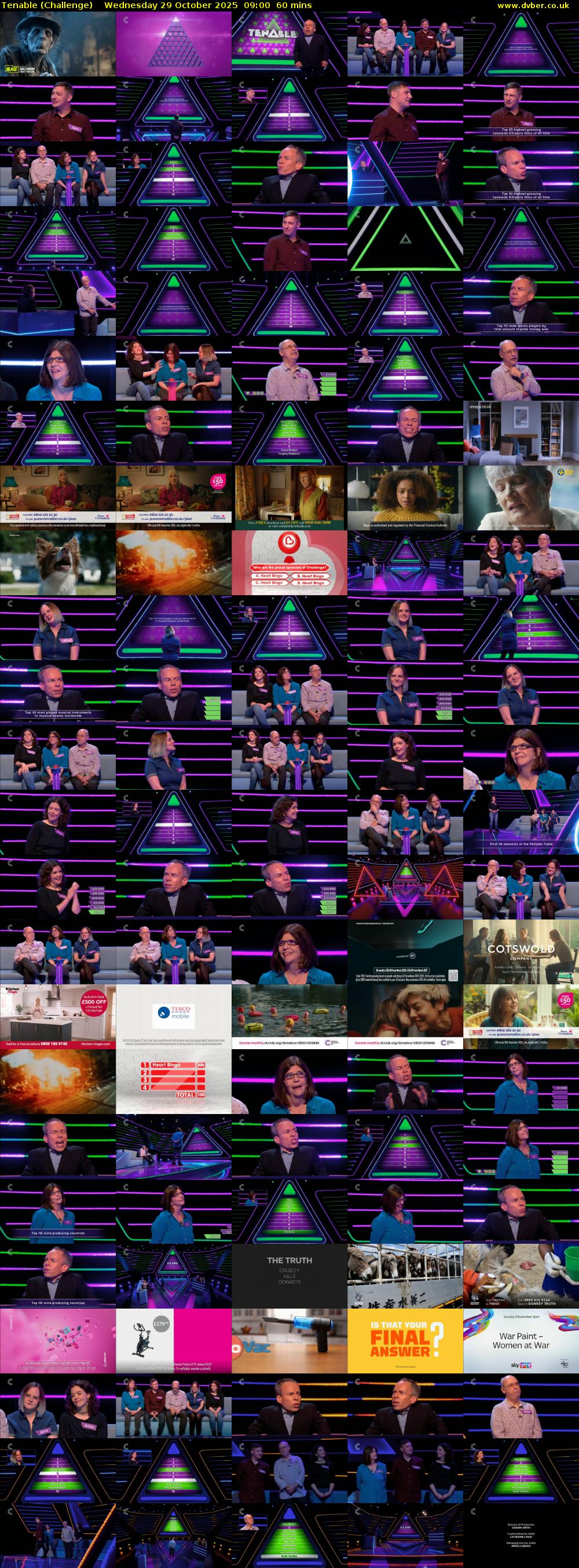 Tenable (Challenge) Wednesday 29 October 2025 09:00 - 10:00