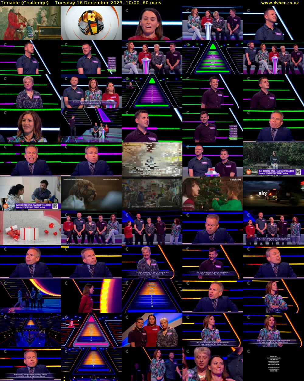 Tenable (Challenge) Tuesday 16 December 2025 10:00 - 11:00