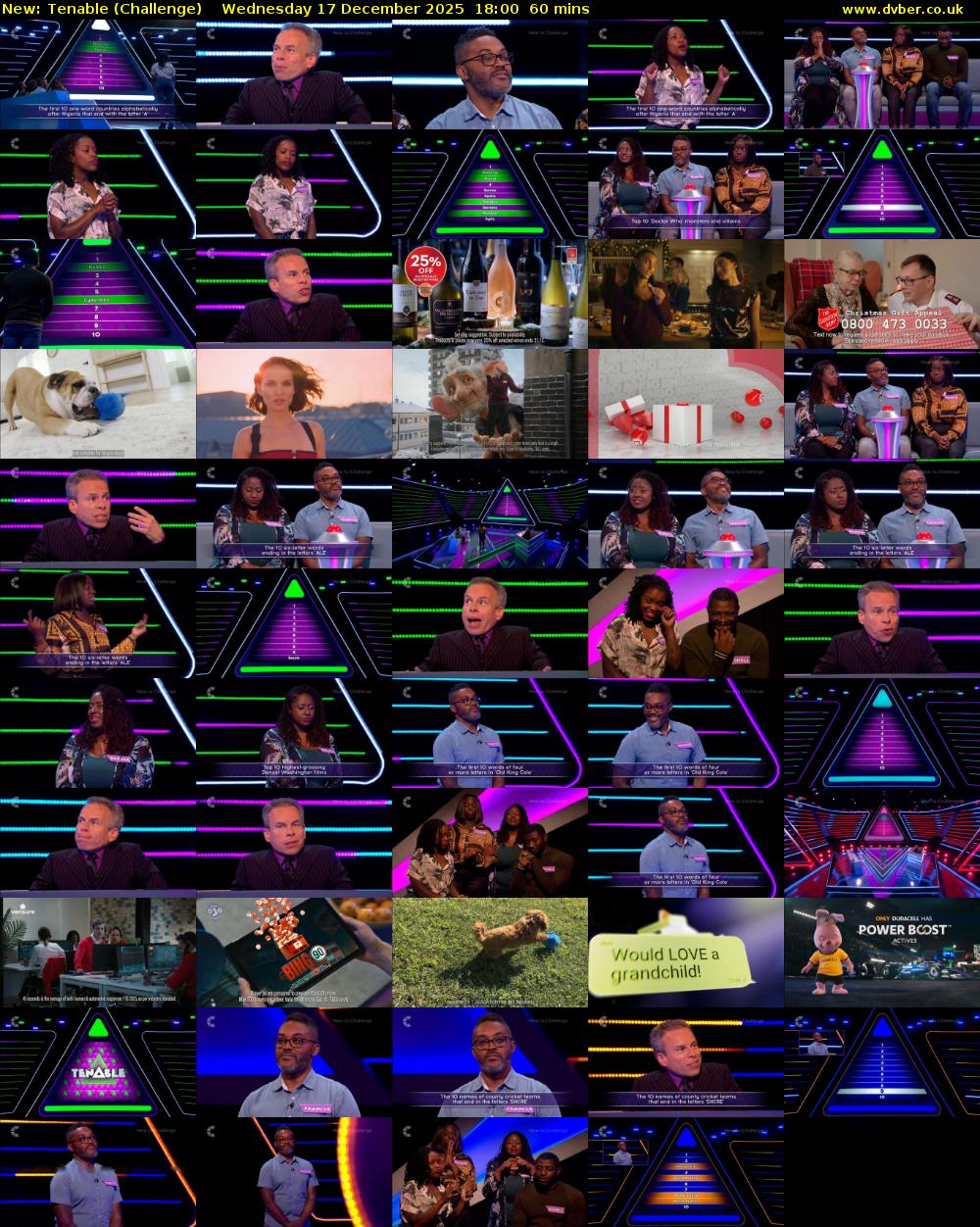 Tenable (Challenge) Wednesday 17 December 2025 18:00 - 19:00