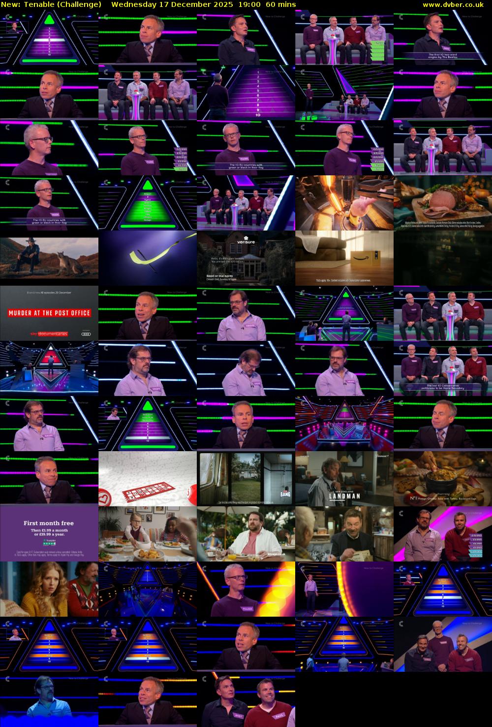 Tenable (Challenge) Wednesday 17 December 2025 19:00 - 20:00