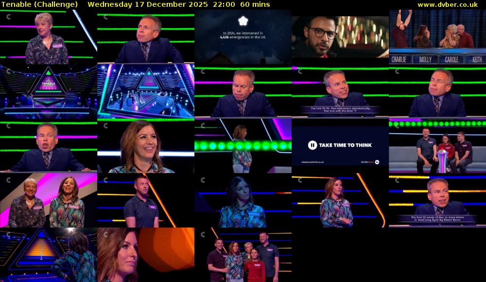 Tenable (Challenge) Wednesday 17 December 2025 22:00 - 23:00