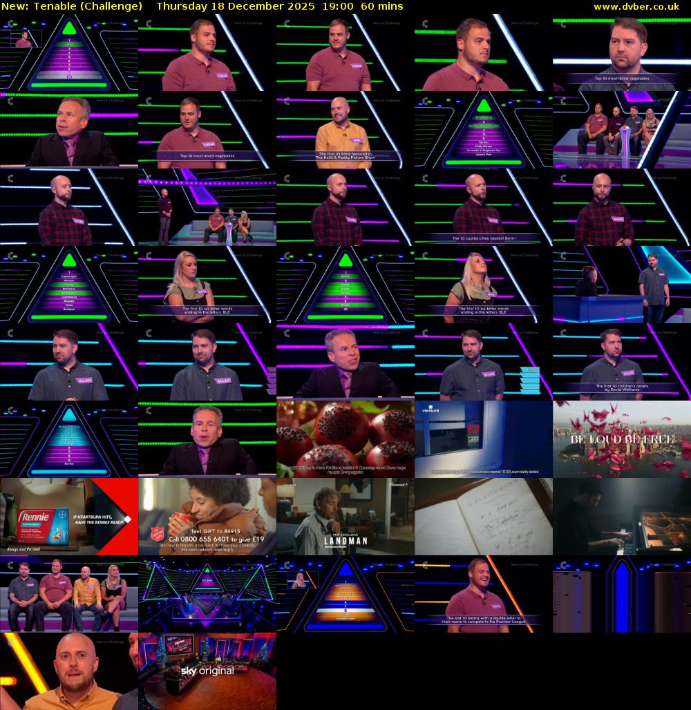 Tenable (Challenge) Thursday 18 December 2025 19:00 - 20:00