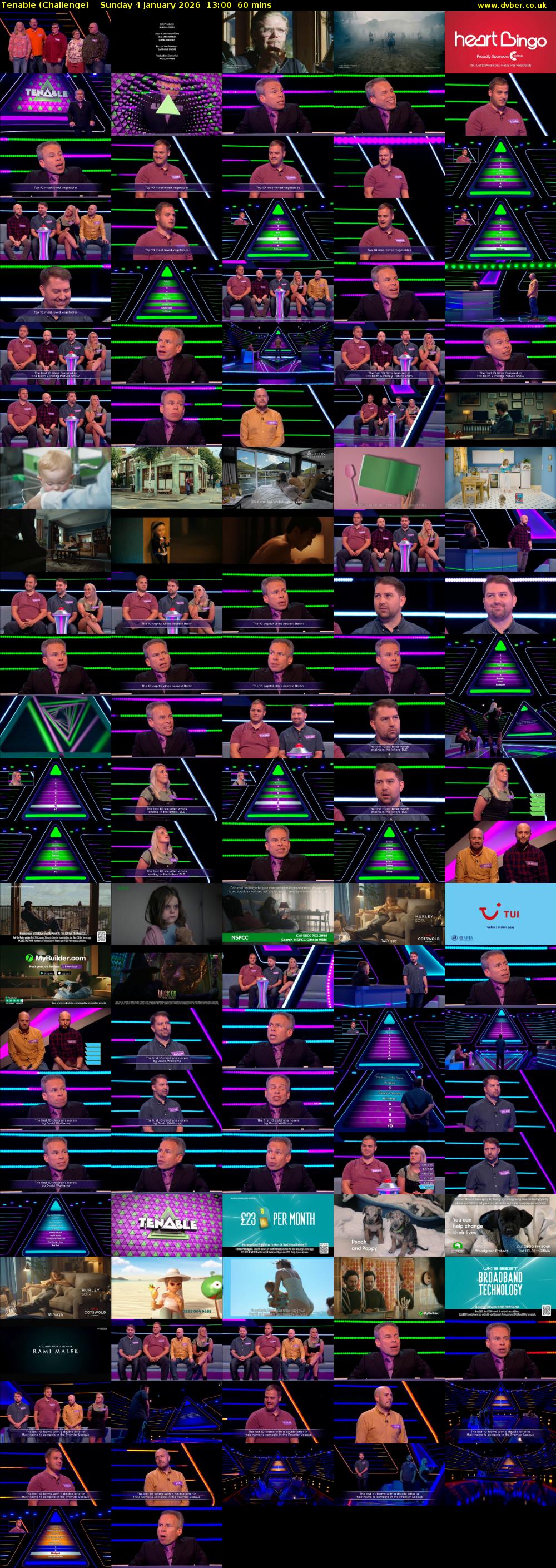 Tenable (Challenge) Sunday 4 January 2026 13:00 - 14:00