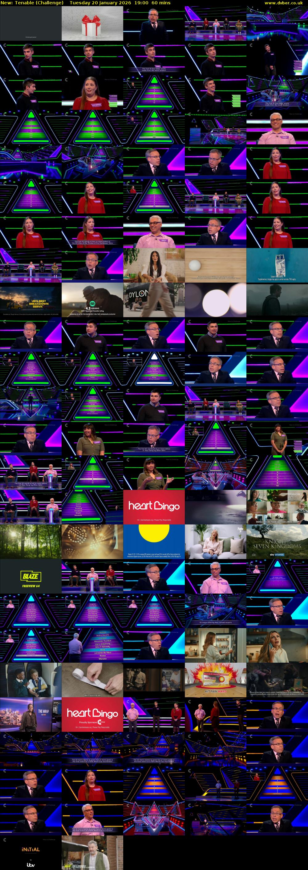 Tenable (Challenge) Tuesday 20 January 2026 19:00 - 20:00