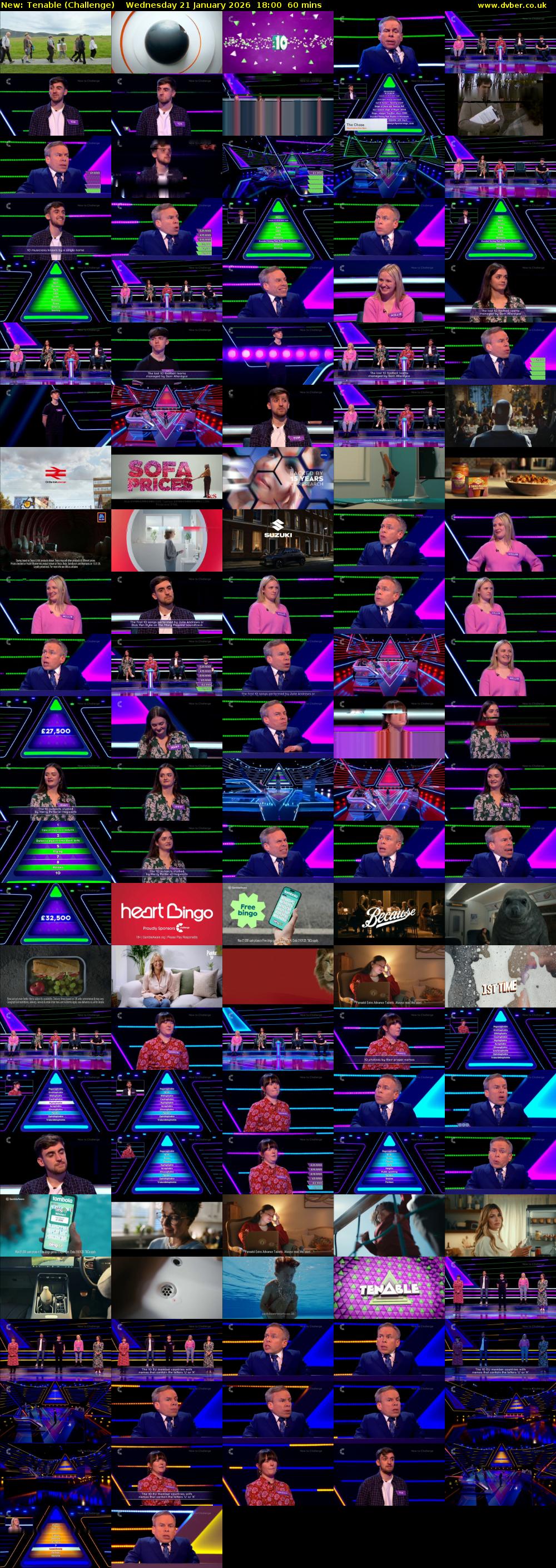 Tenable (Challenge) Wednesday 21 January 2026 18:00 - 19:00