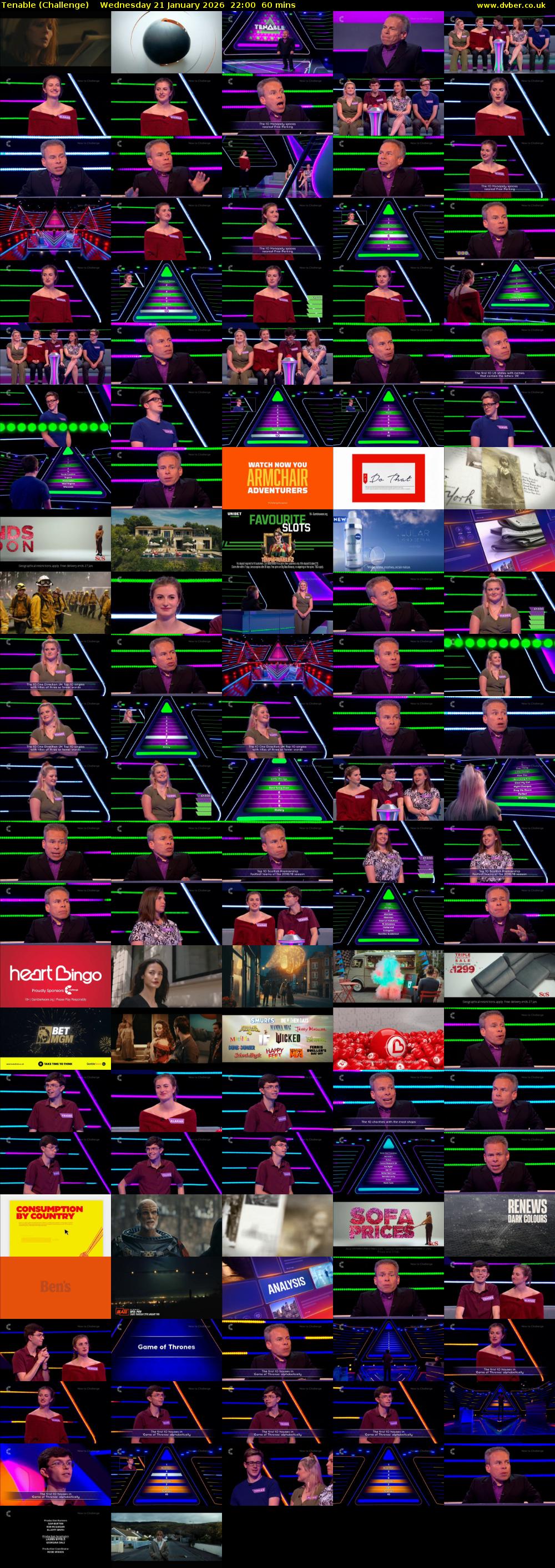 Tenable (Challenge) Wednesday 21 January 2026 22:00 - 23:00