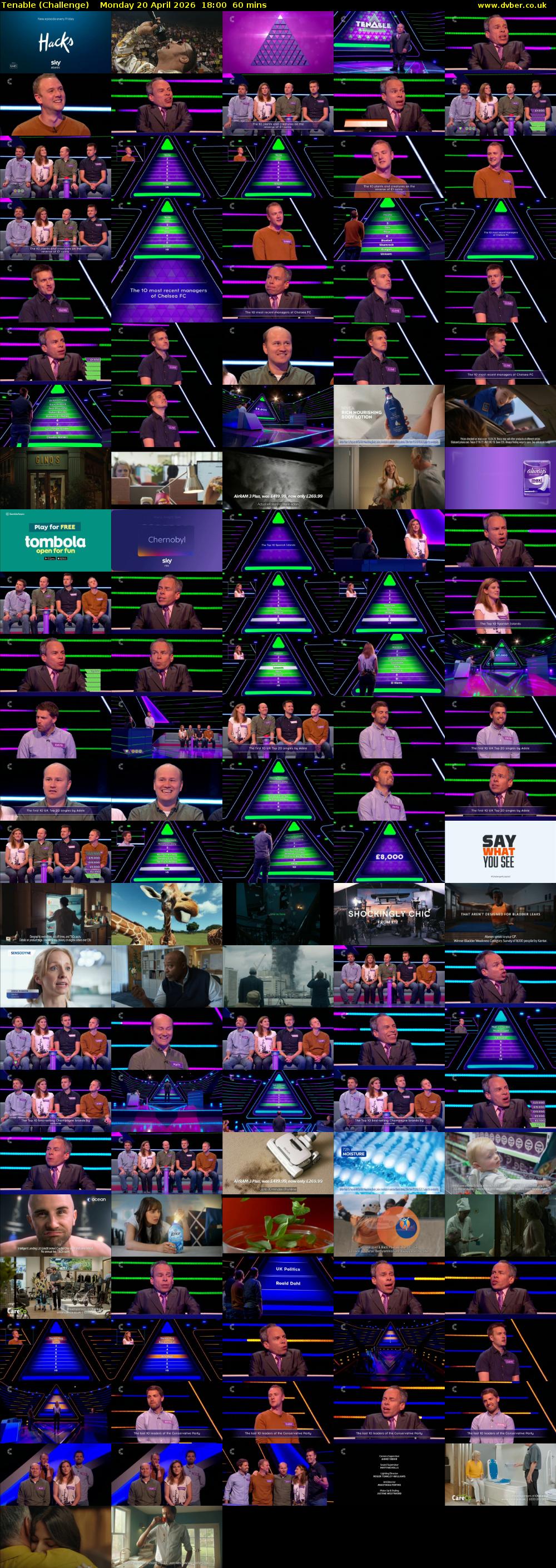 Tenable (Challenge) Monday 20 April 2026 18:00 - 19:00
