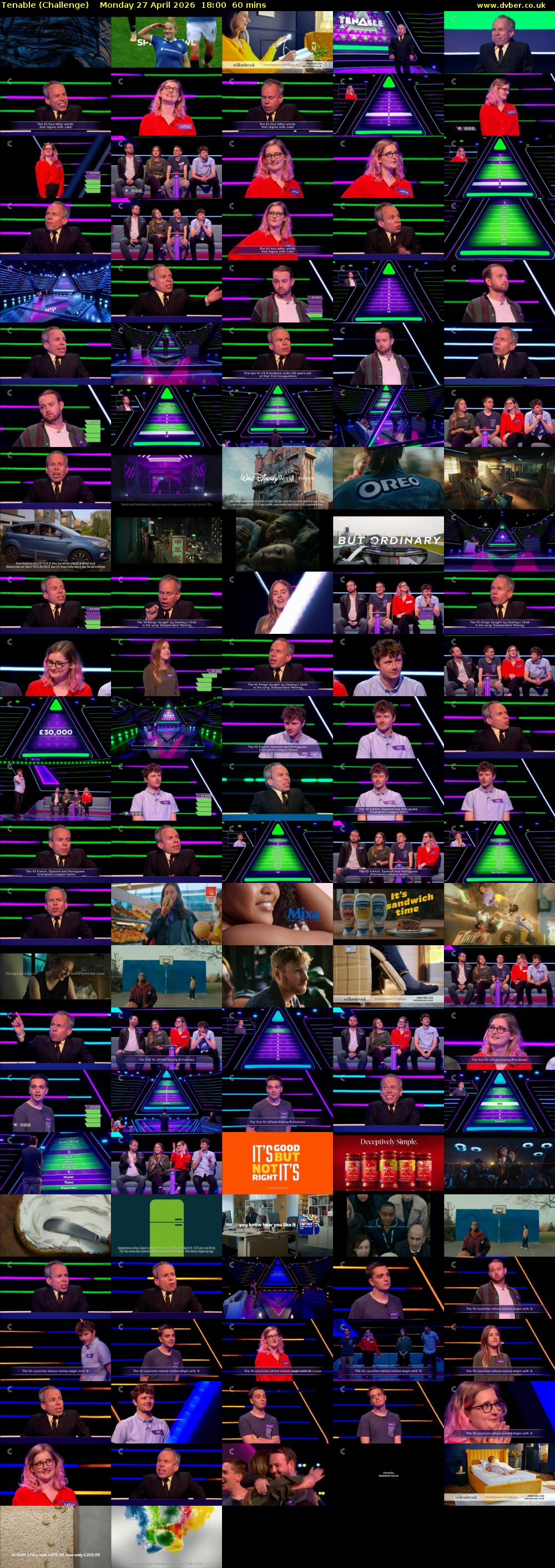Tenable (Challenge) Monday 27 April 2026 18:00 - 19:00