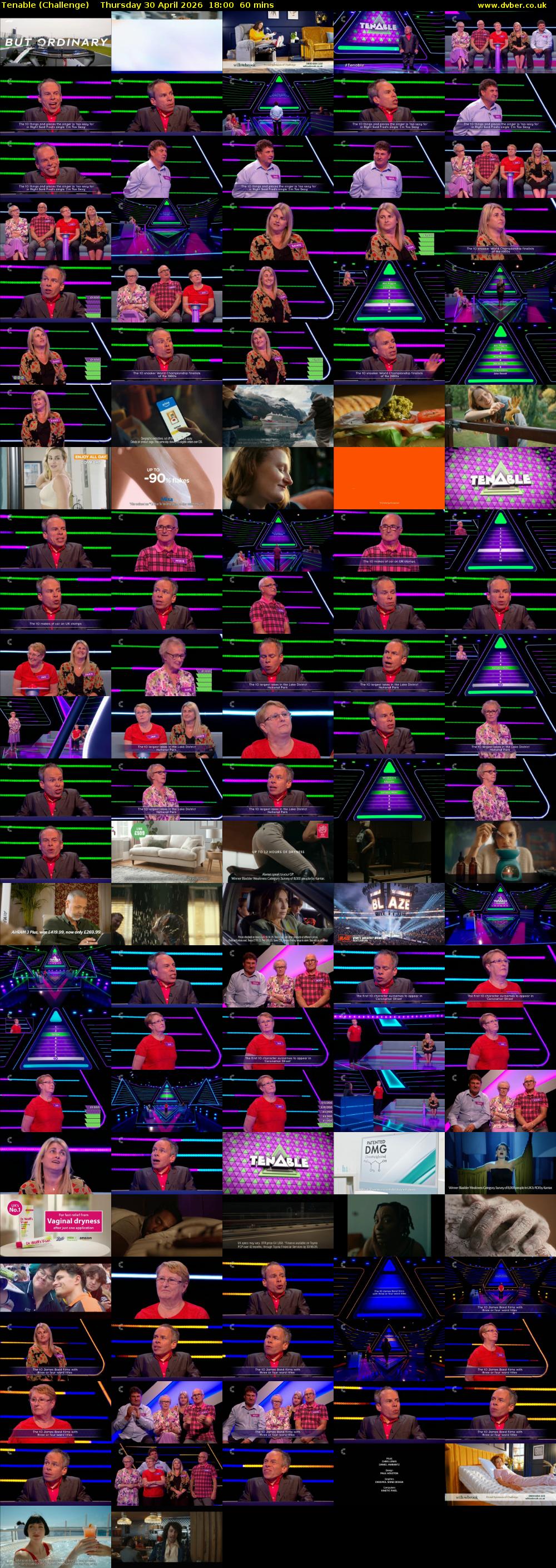 Tenable (Challenge) Thursday 30 April 2026 18:00 - 19:00