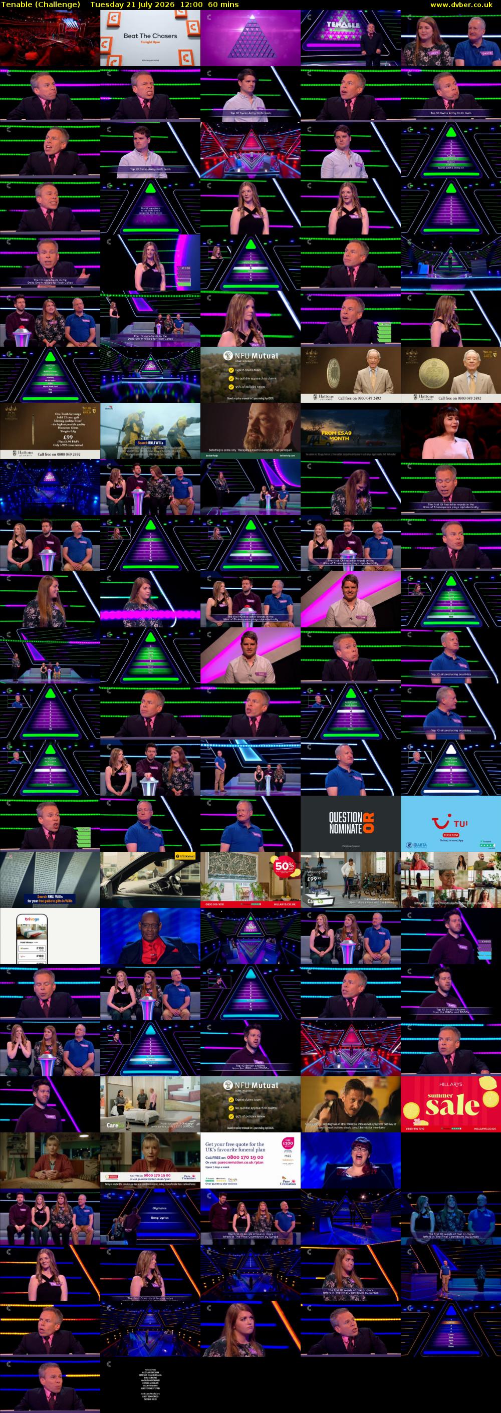 Tenable (Challenge) Tuesday 21 July 2026 12:00 - 13:00