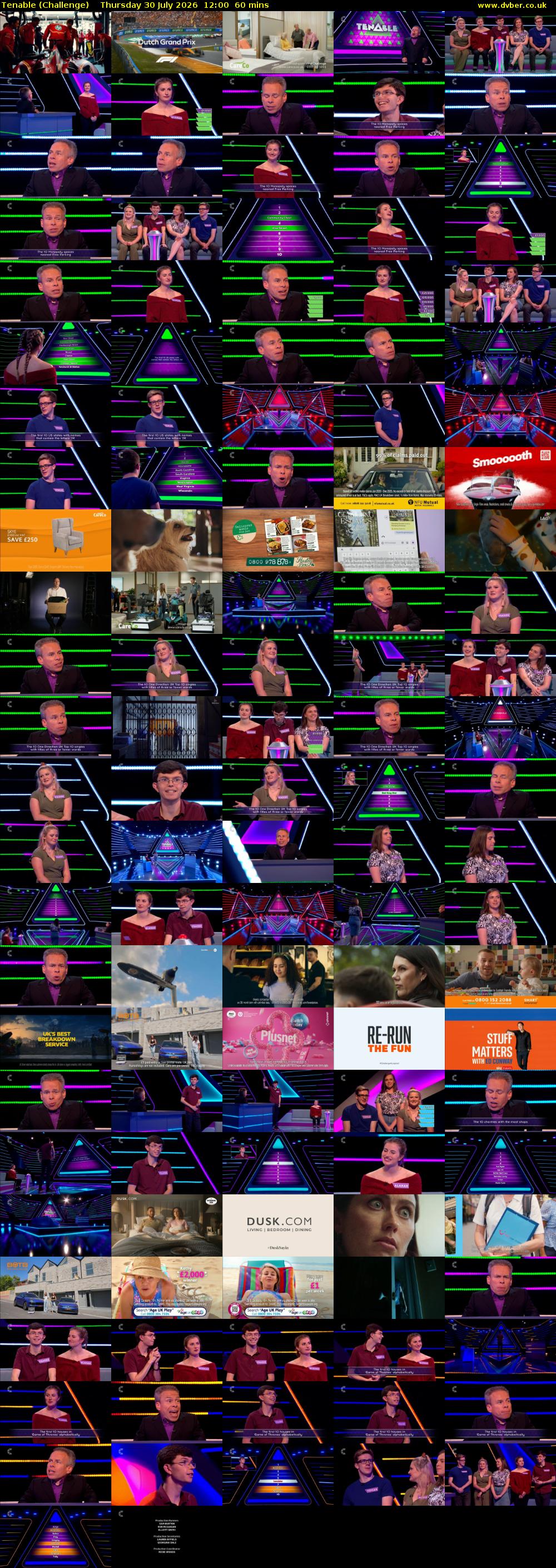 Tenable (Challenge) Thursday 30 July 2026 12:00 - 13:00