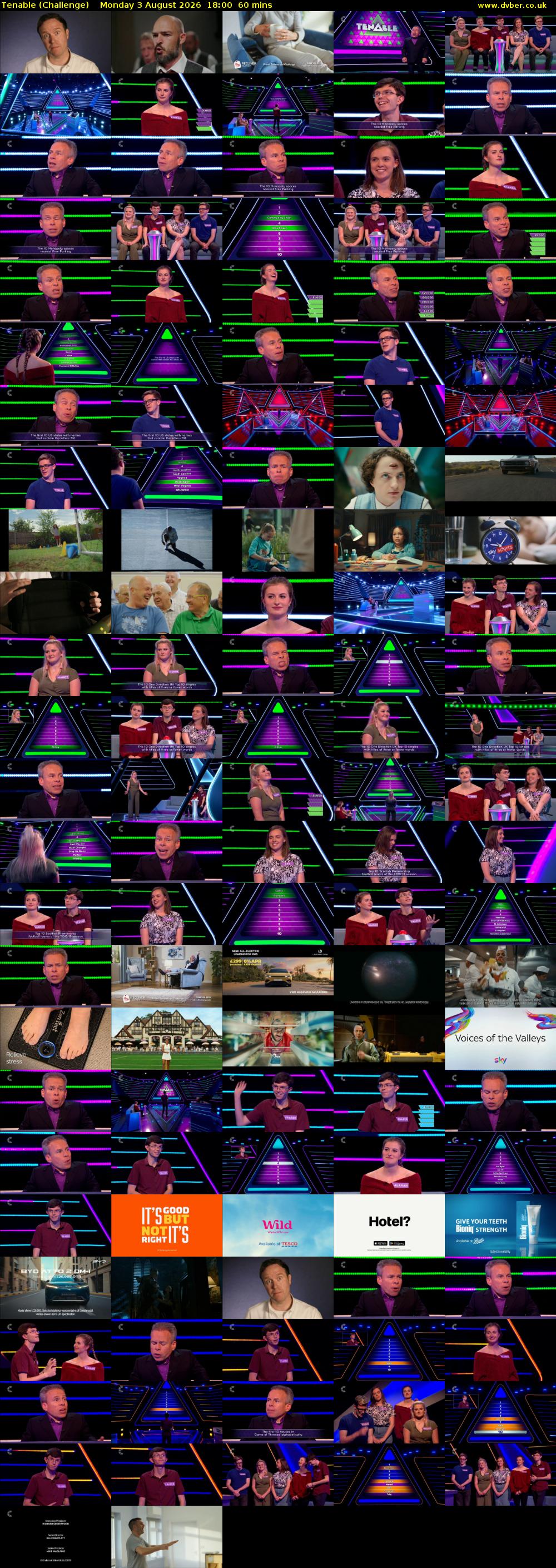 Tenable (Challenge) Monday 3 August 2026 18:00 - 19:00