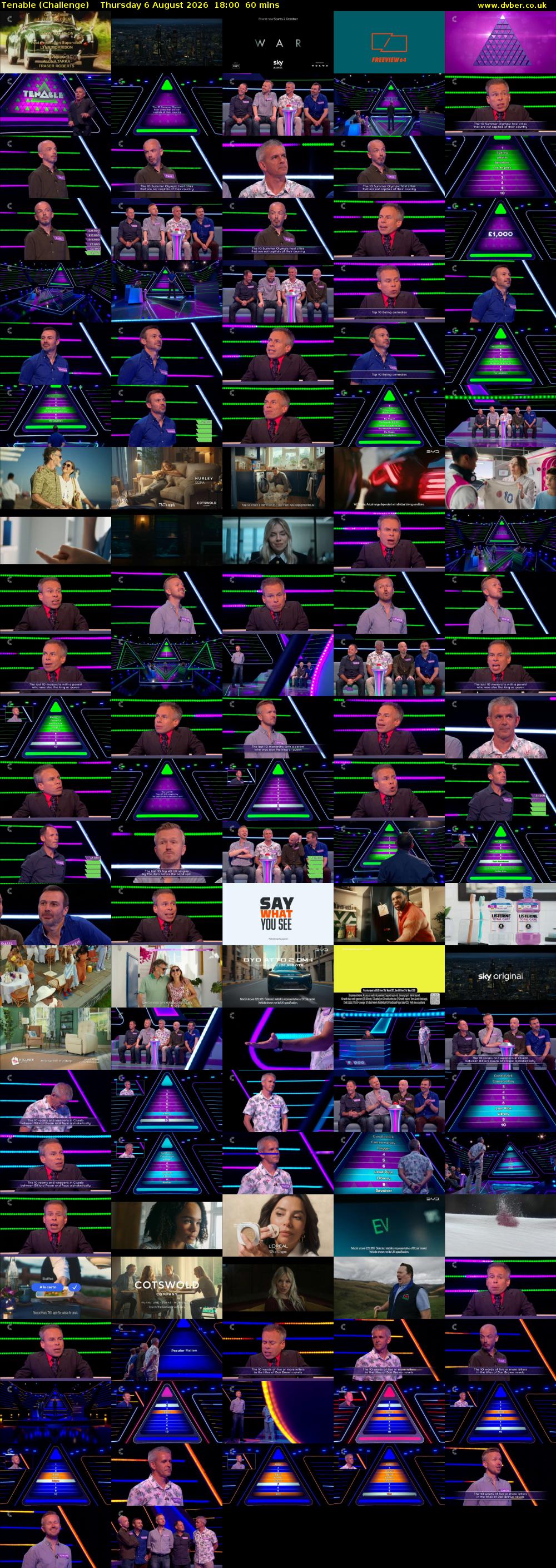 Tenable (Challenge) Thursday 6 August 2026 18:00 - 19:00