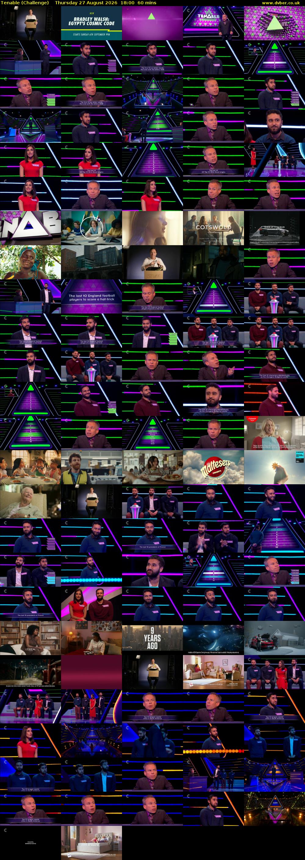 Tenable (Challenge) Thursday 27 August 2026 18:00 - 19:00