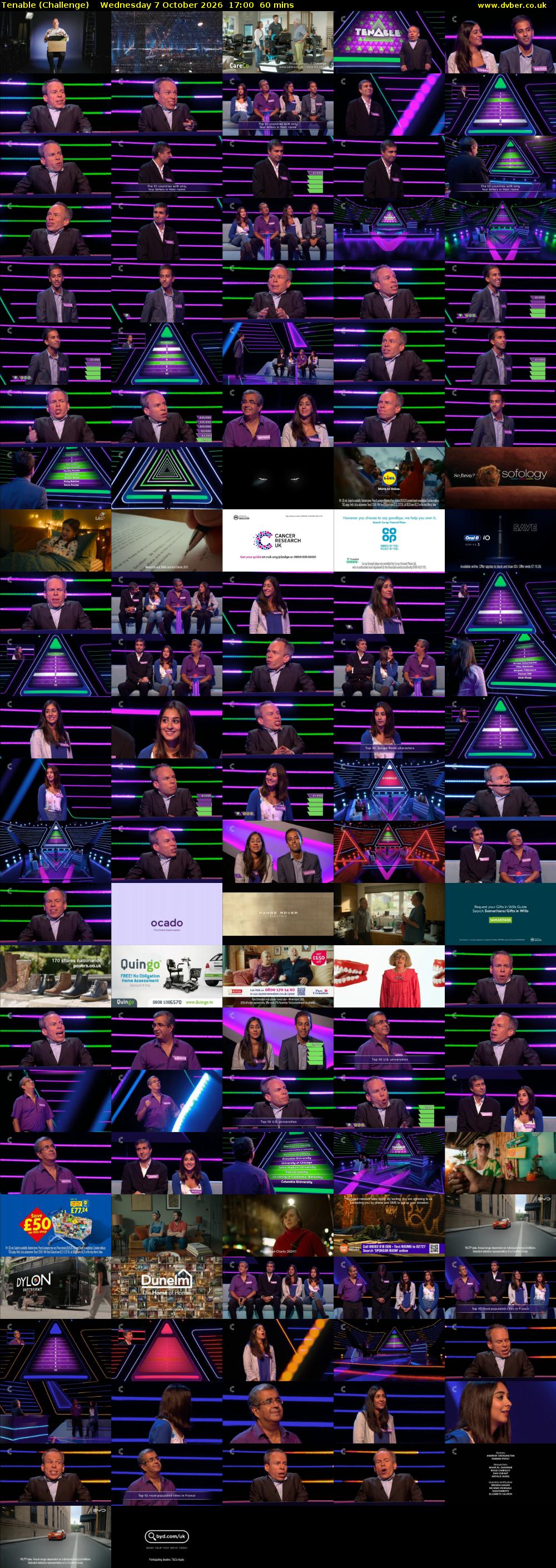 Tenable (Challenge) Wednesday 7 October 2026 17:00 - 18:00