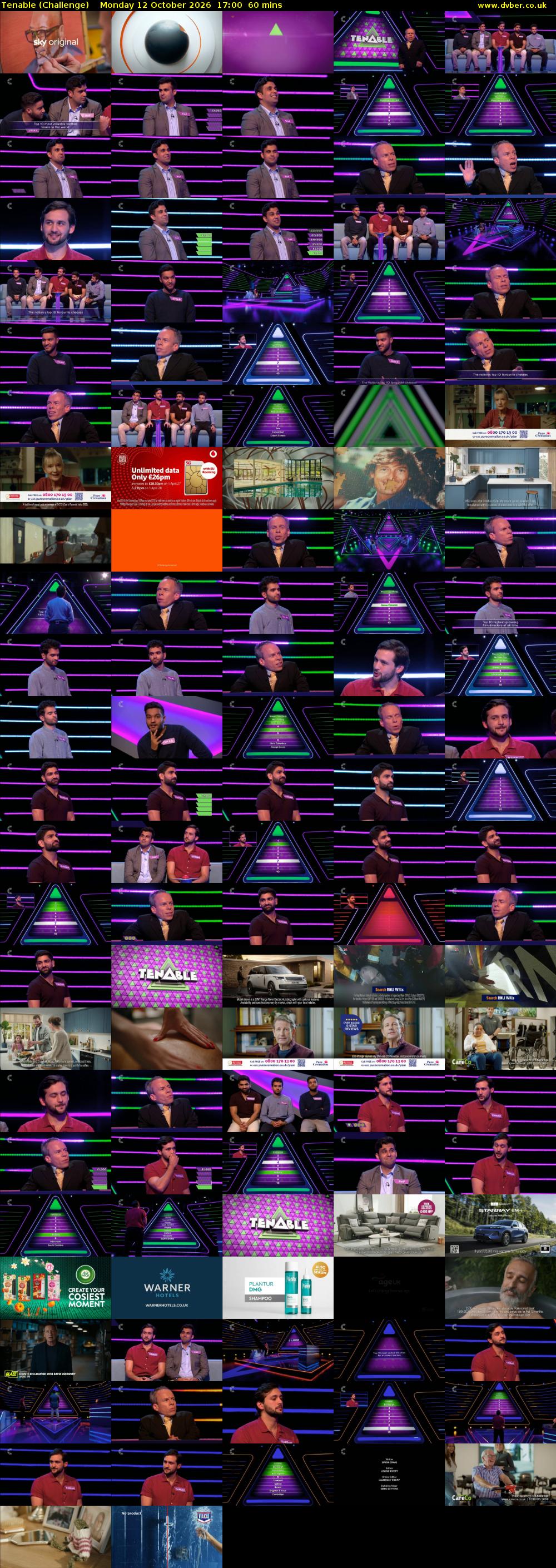Tenable (Challenge) Monday 12 October 2026 17:00 - 18:00