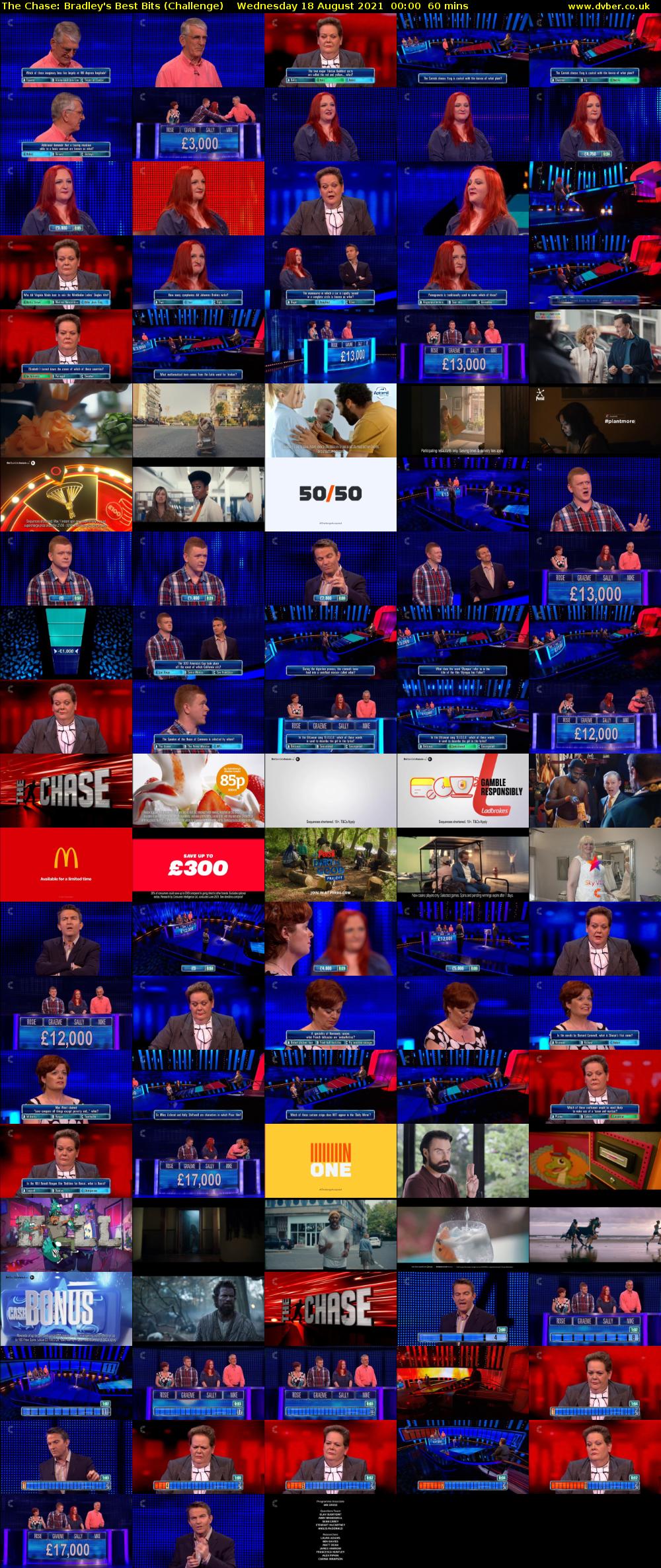 The Chase: Bradley's Best Bits (Challenge) Wednesday 18 August 2021 00:00 - 01:00