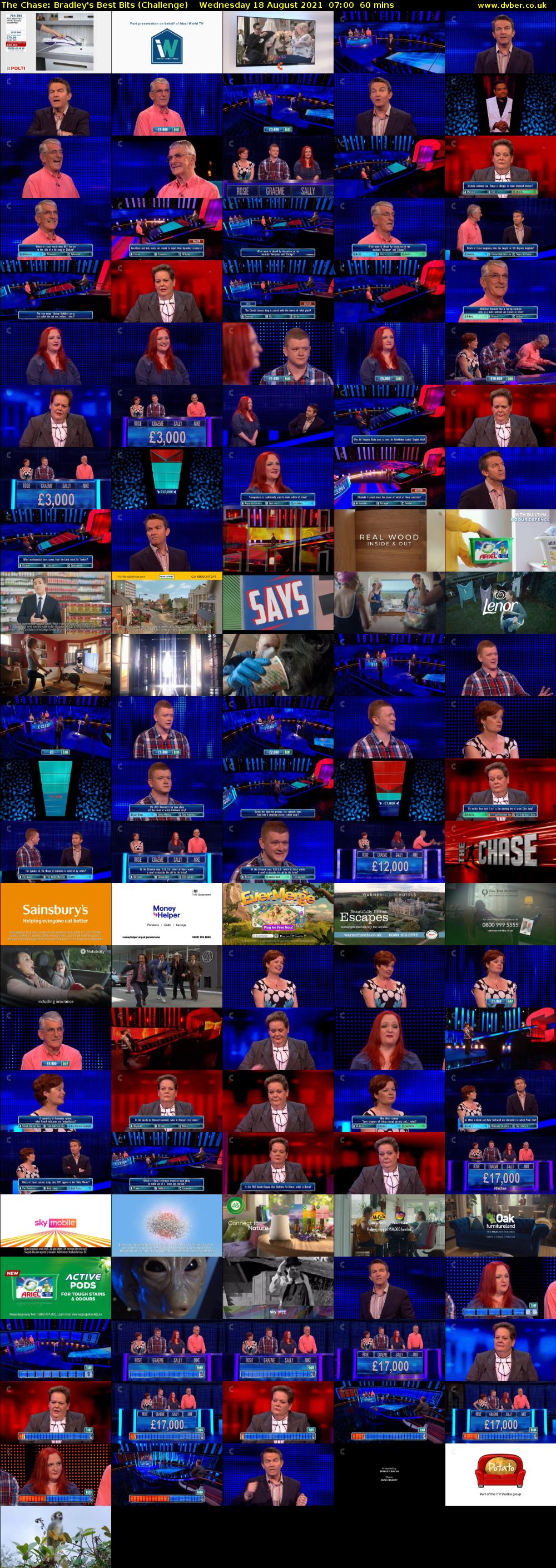 The Chase: Bradley's Best Bits (Challenge) Wednesday 18 August 2021 07:00 - 08:00