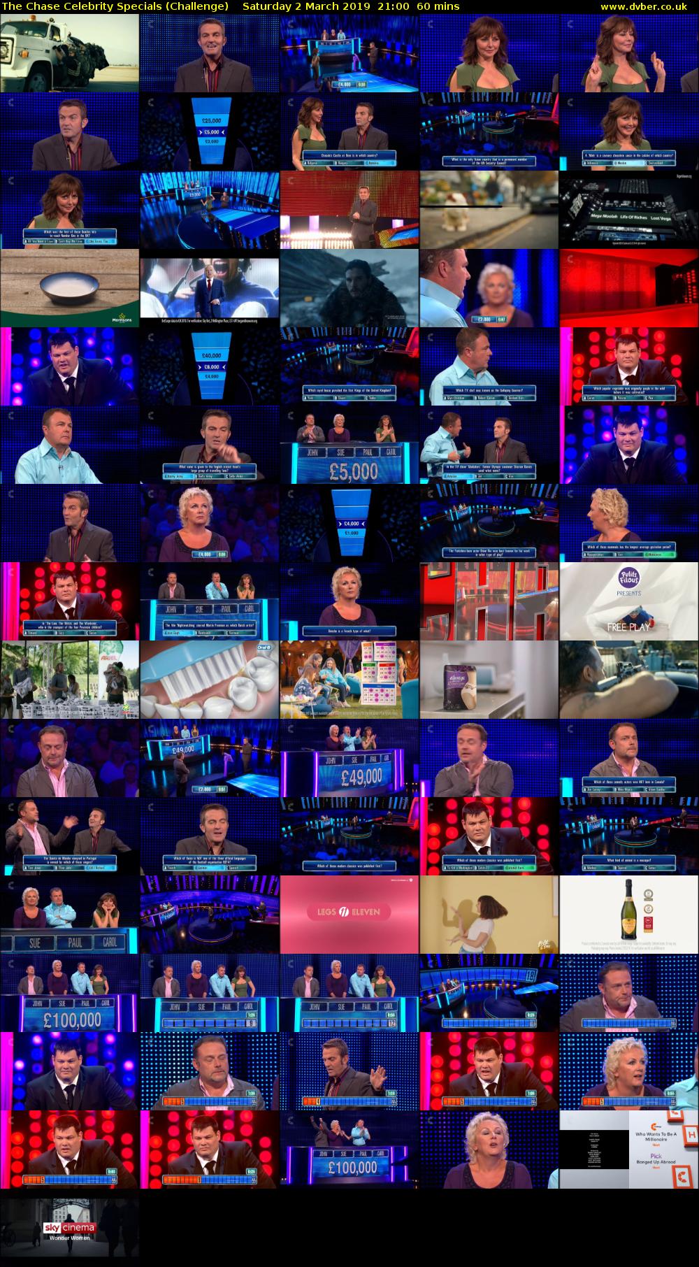 The Chase Celebrity Specials (Challenge) Saturday 2 March 2019 21:00 - 22:00