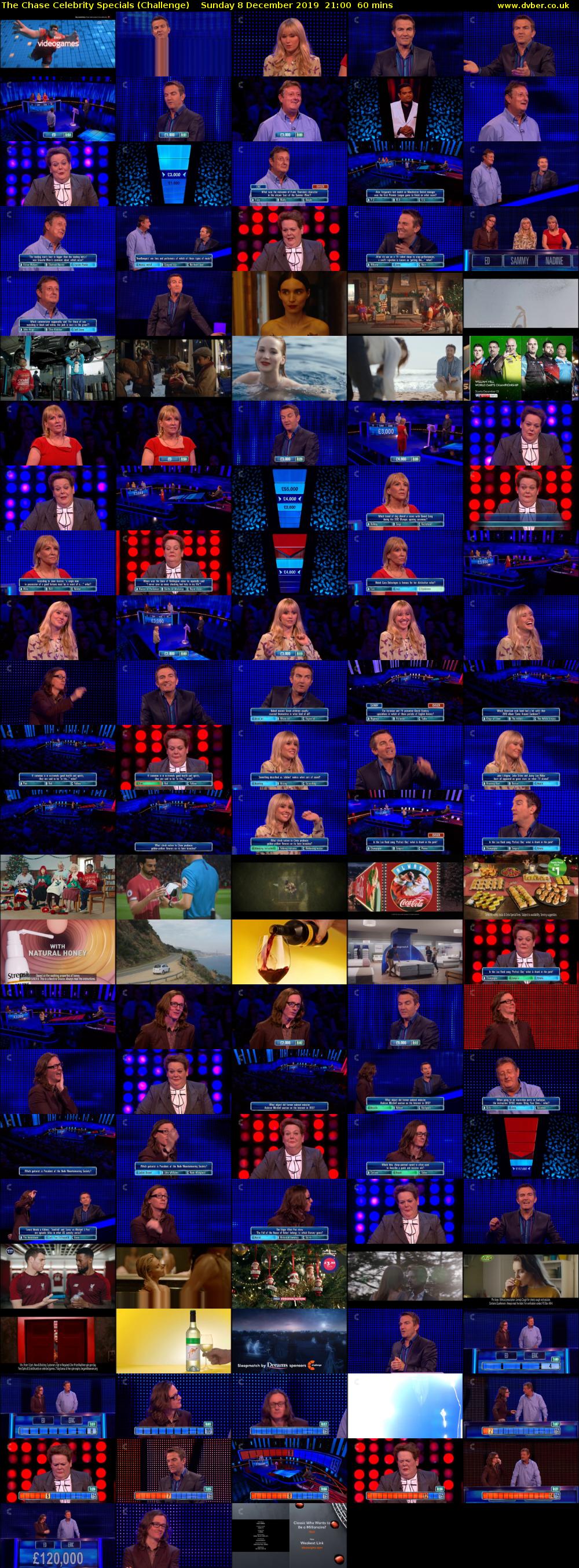 The Chase Celebrity Specials (Challenge) Sunday 8 December 2019 21:00 - 22:00