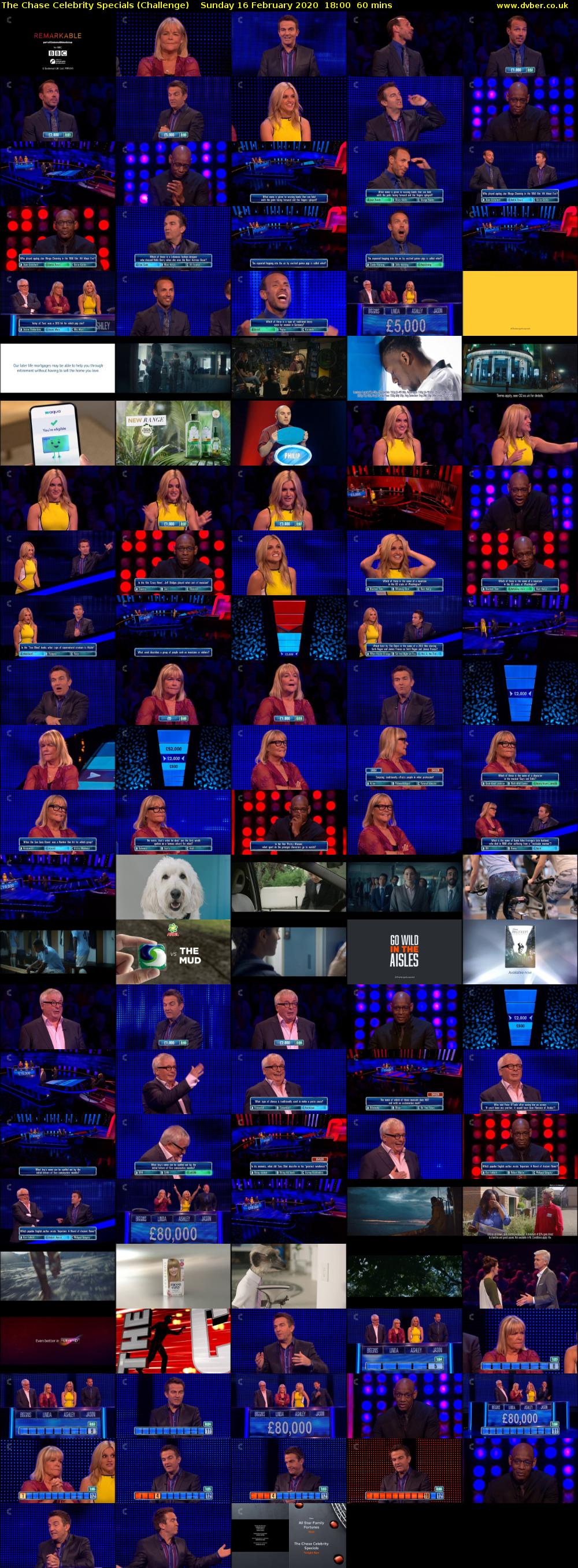 The Chase Celebrity Specials (Challenge) Sunday 16 February 2020 18:00 - 19:00