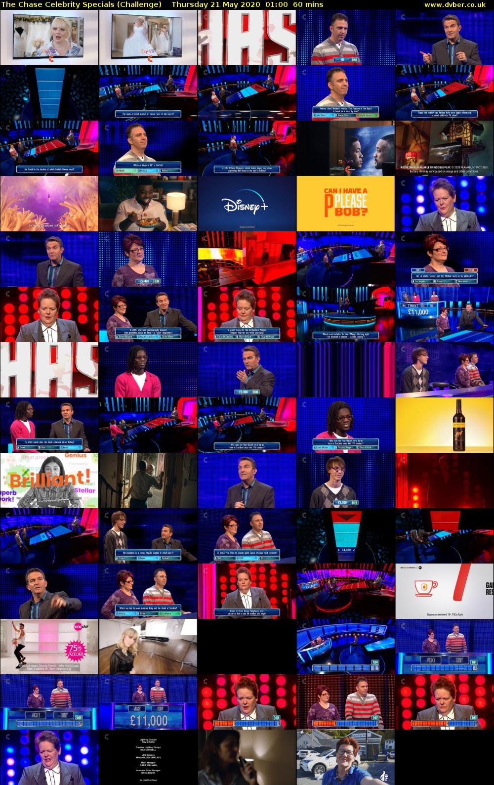 The Chase Celebrity Specials (Challenge) Thursday 21 May 2020 01:00 - 02:00