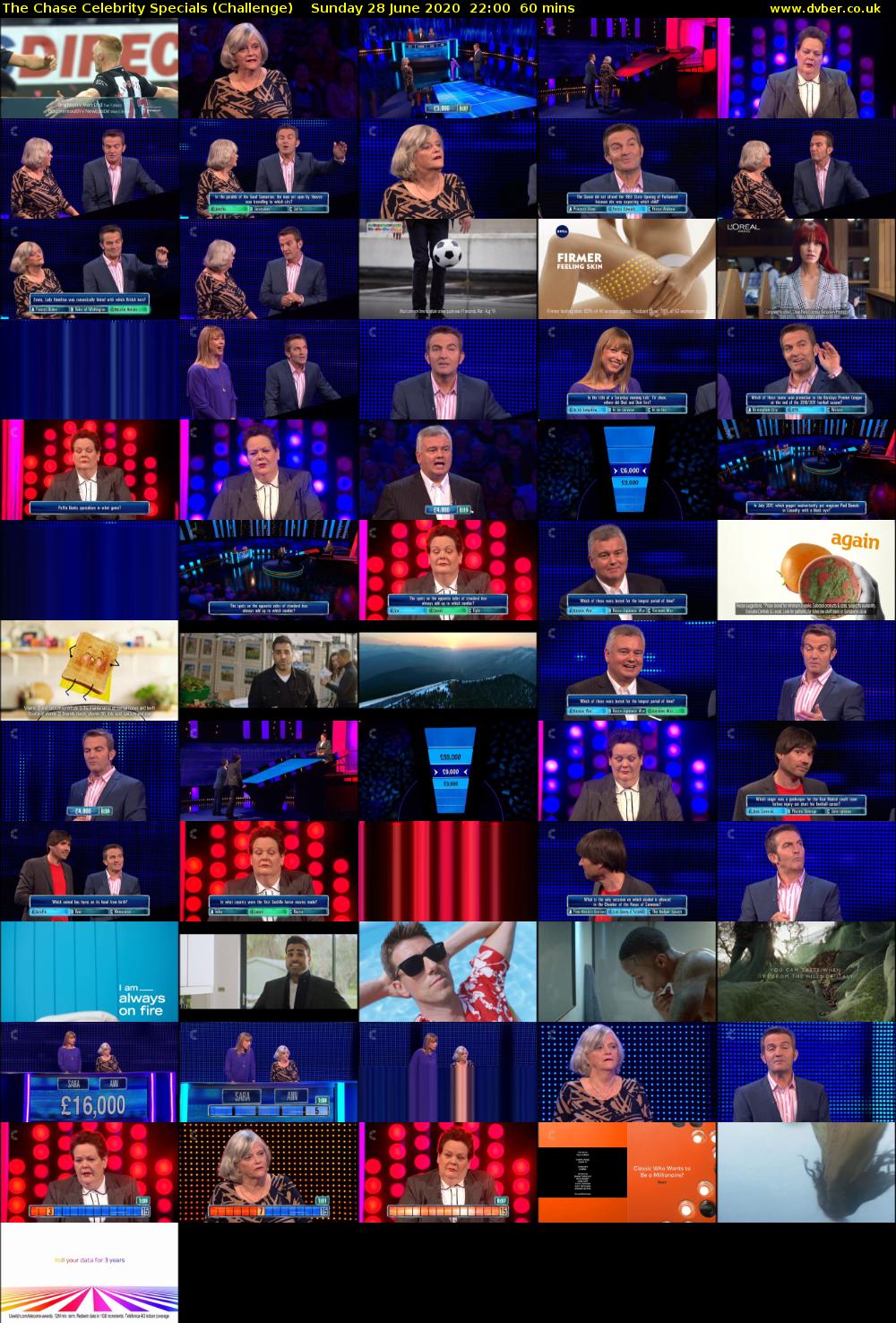 The Chase Celebrity Specials (Challenge) Sunday 28 June 2020 22:00 - 23:00