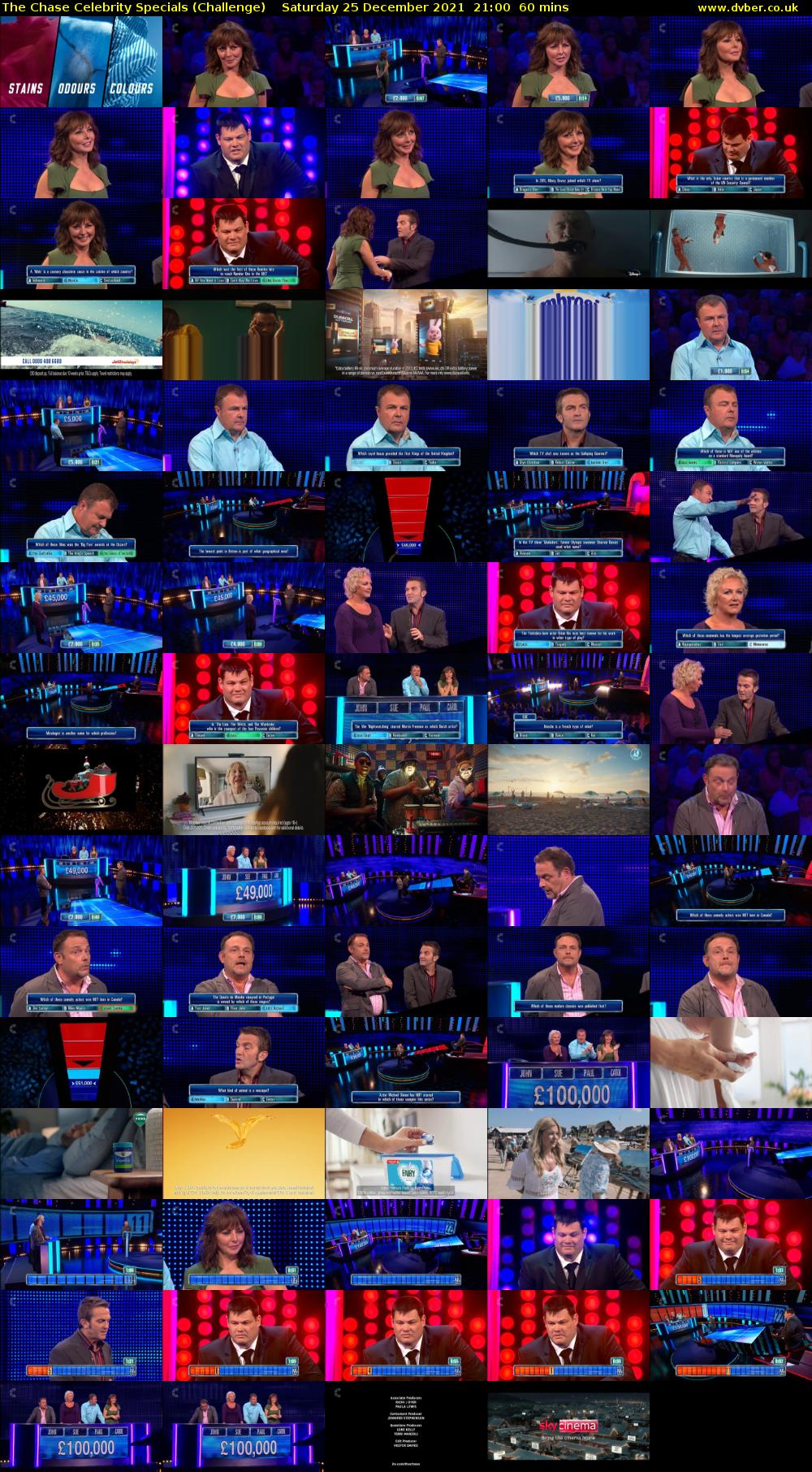 The Chase Celebrity Specials (Challenge) Saturday 25 December 2021 21:00 - 22:00