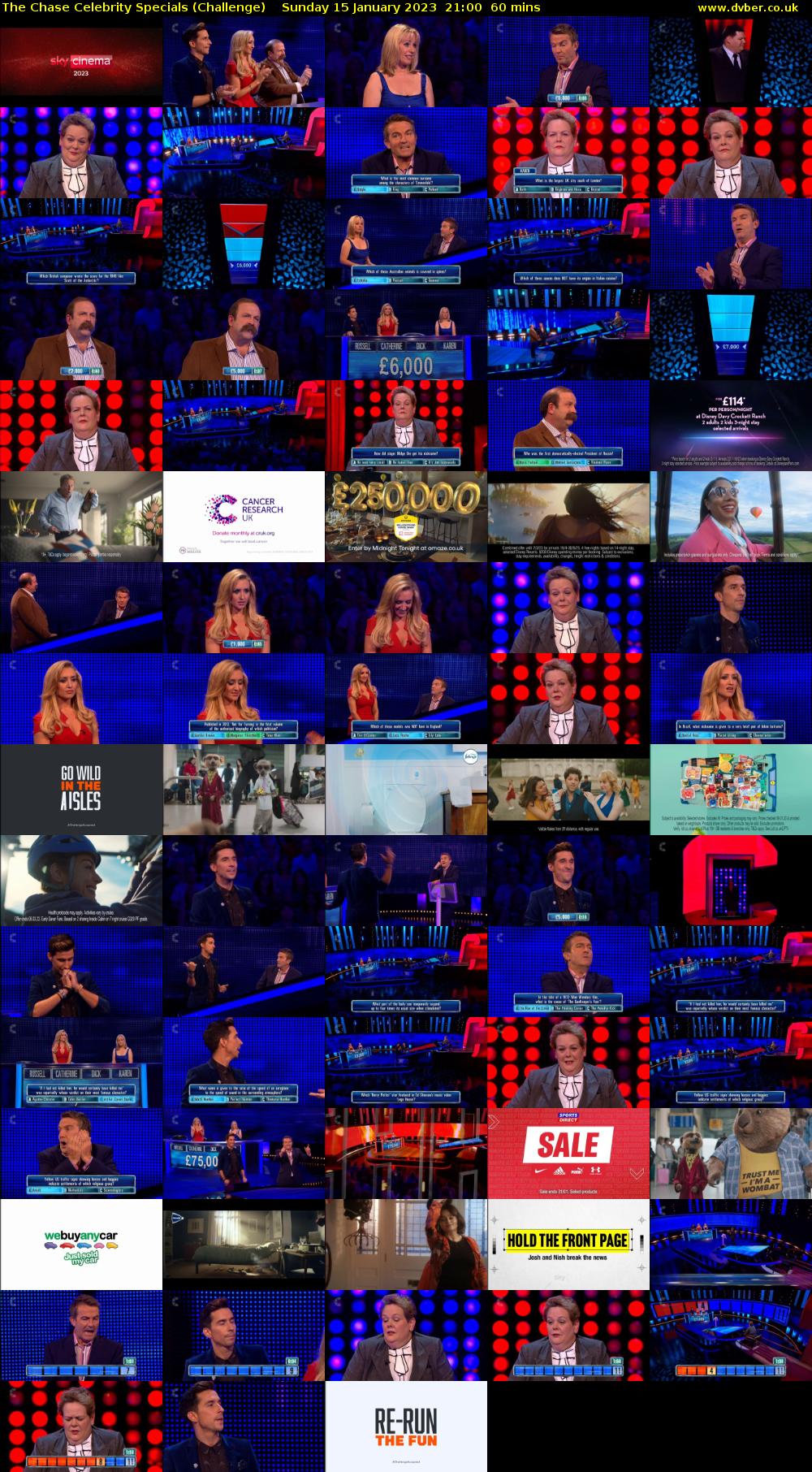 The Chase Celebrity Specials (Challenge) Sunday 15 January 2023 21:00 - 22:00